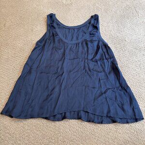 Enza Costa Tank Top Navy Blue High Low Flowy Silky Viscose Blend Size 1 SMALL